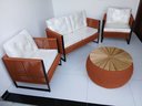 Ver imagem 2 de Poltrona Área Externa Corda Náutica Terracota Jogo Completo com Mesa Redonda Tampo de Madeira