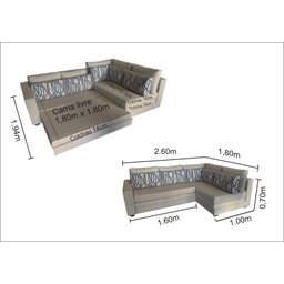 Sofá de Canto SFC_MM 010 que se Transforma em Sofá Cama de Casal Resistente e Confortável em Aquablo - 4