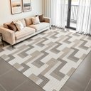 Ver imagem 3 de Tapete Sala Quarto Geométrico 3,00m X 2,00m Elegante Moderno Antiderrapante Luxo Decorativo Bege