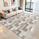 Ver imagem 2 de Tapete Sala Quarto Geométrico 3,00m X 2,00m Elegante Moderno Antiderrapante Luxo Decorativo Bege