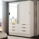 Ver imagem 1 de Guarda-Roupa Solteiro Taylor 2 Portas de Correr 6 Gavetas com Espelho Branco - Panorama Móveis