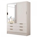 Ver imagem 3 de Guarda-Roupa Solteiro Taylor 2 Portas de Correr 6 Gavetas com Espelho Branco - Panorama Móveis
