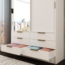 Ver imagem 6 de Guarda-Roupa Solteiro Taylor 2 Portas de Correr 6 Gavetas com Espelho Branco - Panorama Móveis