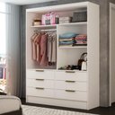 Ver imagem 2 de Guarda-Roupa Solteiro Taylor 2 Portas de Correr 6 Gavetas com Espelho Branco - Panorama Móveis