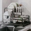 Ver imagem 3 de Escorredor de Louça Prato Copo Talheres Gancho Pia Bancada Cozinha Suporte Limpeza Multiuso Resisten