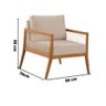 Poltrona Milano com Braço Madeira e Corda Tecido Linho Bege - 2