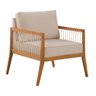 Poltrona Milano com Braço Madeira e Corda Tecido Linho Bege - 1