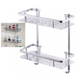 Suporte Porta Shampoo Condicionador Prateleira Dupla Box Banheiro Aluminio Resistente Ideal Importad - 1