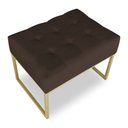 Ver imagem 4 de Kit 02 Puffs Lisa Suede Marrom Base Metálica Industrial Dourado - Pallazio