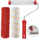 Ver imagem 1 de Rolo para Textura Pintura Cabelo de Anjo 23cm + Rolo Antirespingo 23cm + Suporte Garfo sem Rosca