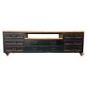 Ver imagem 1 de Rack Industrial com 8 Gavetas e 1 Nicho Vazado - Ferro e Madeira - Cores Preto e Castanheira