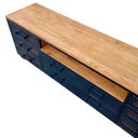 Ver imagem 3 de Rack Industrial com 8 Gavetas e 1 Nicho Vazado - Ferro e Madeira - Cores Preto e Castanheira