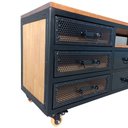 Ver imagem 6 de Rack Industrial com 8 Gavetas e 1 Nicho Vazado - Ferro e Madeira - Cores Preto e Castanheira