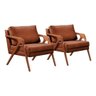 Conjunto - 2 Poltronas Mona Luxo Madeira Maciça  Cor Corino Caramelo Camell - 2