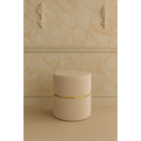 Puff Cinta no Meio Decorativa Bege Linho