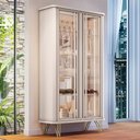 Ver imagem 1 de Cristaleira Decorativo com Led Portas de Vidro Texas Off White G26 - Gran Belo Cristaleira Texas
