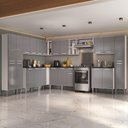 Ver imagem 1 de Armário Cozinha Modulada Completa de Canto 534cm Pequim Pop Multimóveis Mp3771 Branco/lacca Fumê