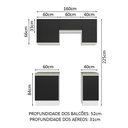 Ver imagem 4 de Armário de Cozinha Compacta 160cm Branco/Preto Glamy Madesa 07