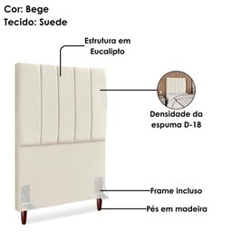 Cabeceira Solteiro 100 Cm com Frame Carla Suede Bege Artte - 4 Cabeceira Solteiro 100 Cm com Frame Carla Suede Bege Artte - 4