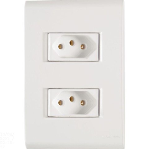 Conjunto 4x2 com 2 Tomadas 2p+t Tramontina 10 a 250 V Liz Branco Tramontina