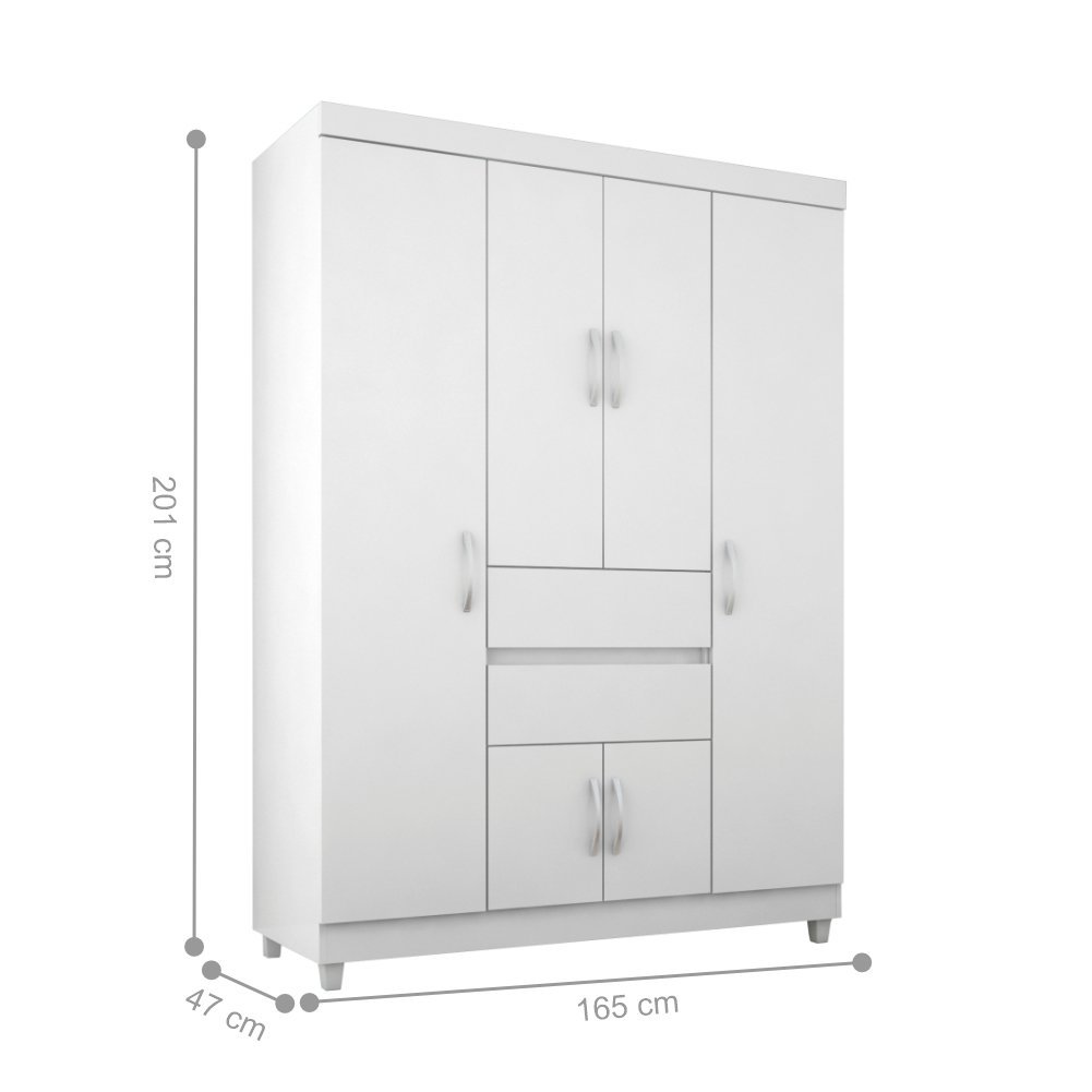 Conjunto Quarto Guarda Roupa e Comoda Pescara Branco Rosa - 4
