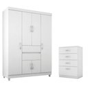 Ver imagem 1 de Conjunto Quarto Guarda Roupa e Comoda Pescara Branco Rosa