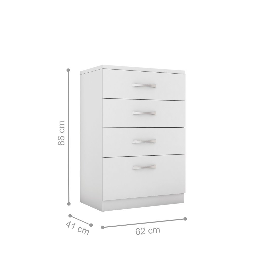 Conjunto Quarto Guarda Roupa e Comoda Pescara Branco Rosa - 5
