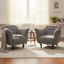 Ver imagem 2 de Kit 2 Poltronas Decorativa Dália Linho Cinza Pés Madeira Mz Decor