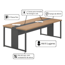 Ver imagem 2 de Mesa Reunião 6 Lugares Grande 2,40m Noce com Passa Fio