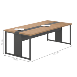 Mesa Reunião 6 Lugares Grande 2,40m Noce com Passa Fio - 3