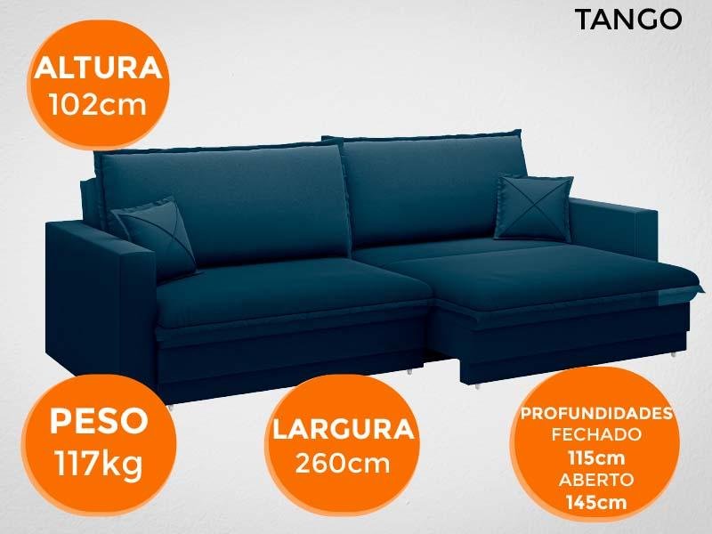Sofá Tango 2,60M Sem Caixa, Retrátil e Reclinável Velosuede Petroleo - Netsofás - 7