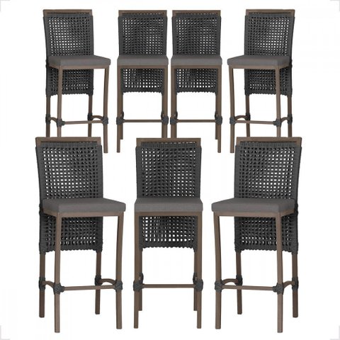 7 Banqueta em Alumínio Roma Marrom Corda Náutica Tecido 11