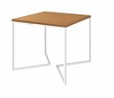 Ver imagem 1 de Mesa de Jantar Industrial Base De Ferro Branco em V Tampo 90x90 Canela