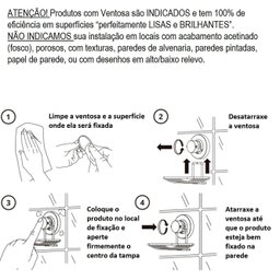 Toalheiro Duplo Porta Toalha Banho Ventosa Cromado Future - 3