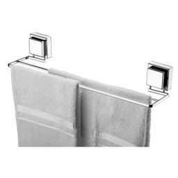 Toalheiro Duplo Porta Toalha Banho Ventosa Cromado Future - 1