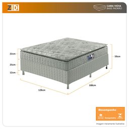 Cama Box Viúva Cinza + Colchão Ortopedico Espuma D33 Pillow Top Hanover One 128x188x59cm - 2