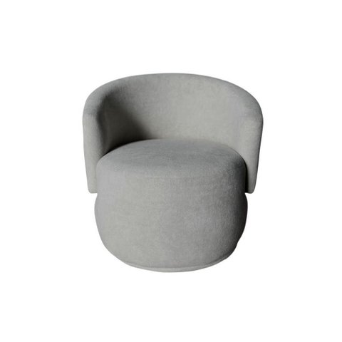 Poltrona Decorativa Beatriz Orgânica Bouclé Cinza Claro