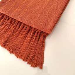 Kit 2 de Manta pra Sofá Xale de Franjas Luxo Pistache e Terracota 1,20 X 1,80 Tear Mineiro - 3
