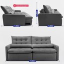 Ver imagem 4 de Sofá sem Caixa Retrátil 1,80m Softgel Celeste Velusoft Cinza Cama Inbox