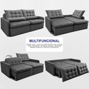 Ver imagem 5 de Sofá sem Caixa Retrátil 1,80m Softgel Celeste Velusoft Cinza Cama Inbox