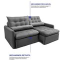 Ver imagem 6 de Sofá sem Caixa Retrátil 1,80m Softgel Celeste Velusoft Cinza Cama Inbox