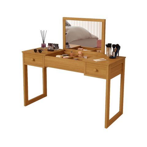 Penteadeira Escrivaninha 2 Gavetas Espelho Multiuso Luanda:cinamomo/offwhite/cin