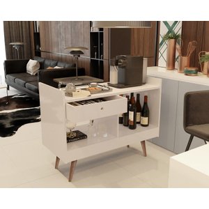 Aparador Buffet Adega Bar Tequila Retrô Pés Palito 2 Ambientes Cor Perola - Comprar Moveis em Casa