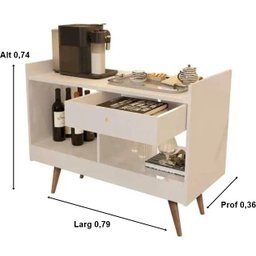 Aparador Buffet Adega Bar Tequila Retrô Pés Palito 2 Ambientes Cor Perola - Comprar Moveis em Casa - 4