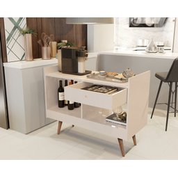 Aparador Buffet Adega Bar Tequila Retrô Pés Palito 2 Ambientes Cor Perola - Comprar Moveis em Casa - 3