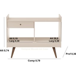Aparador Buffet Adega Bar Tequila Retrô Pés Palito 2 Ambientes Cor Perola - Comprar Moveis em Casa - 2