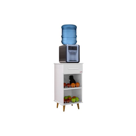 Balcão Fruteira Dupla com Gaveta Fenix:branco