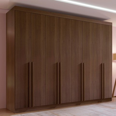 Guarda-Roupa Casal 100% MDF 8 Portas 8 Gavetas Império Marrom Castanho