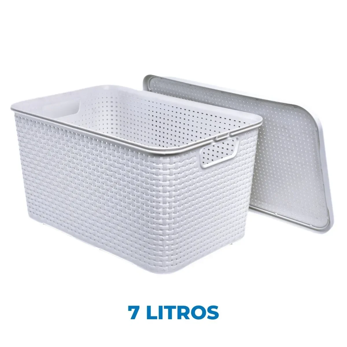 Kit com 2 Organizadores Rattan com Tampa 7 Litros Arqplast Branco - 4