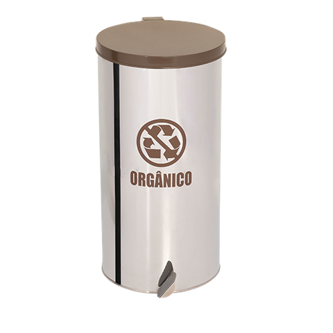 Lixeira Coleta Seletiva Pedal 30l em Aço Inox - Marrom